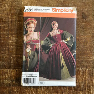 Simplicity Sewing Pattern 2589 Tudor Elizabethan Anne Boleyn Costume 16-24 UNCUT